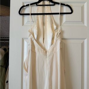 Elegant Cream Halter Night Jumpsuit